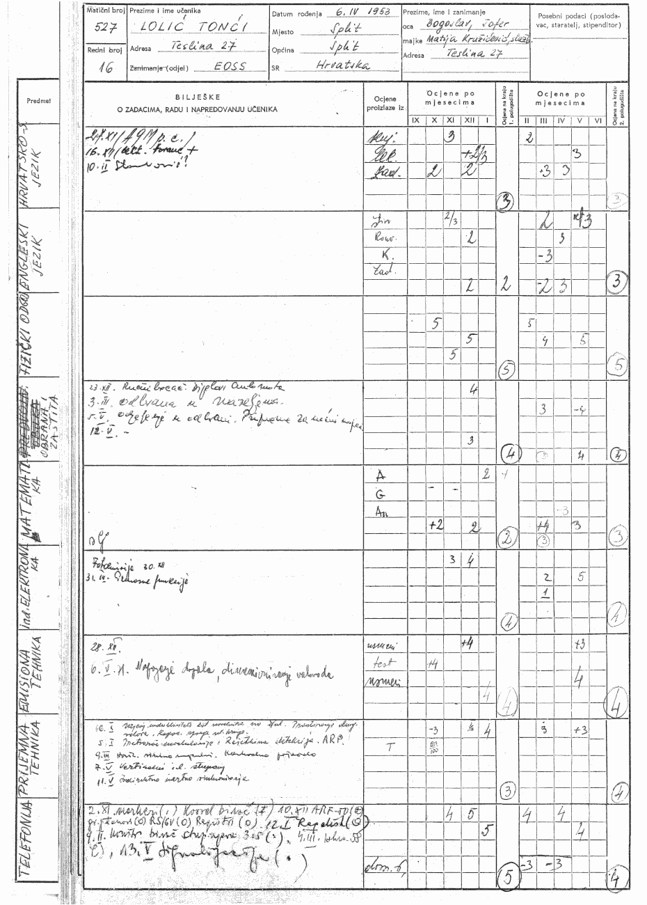  Stranica dnevnika - Tonči Lolić 